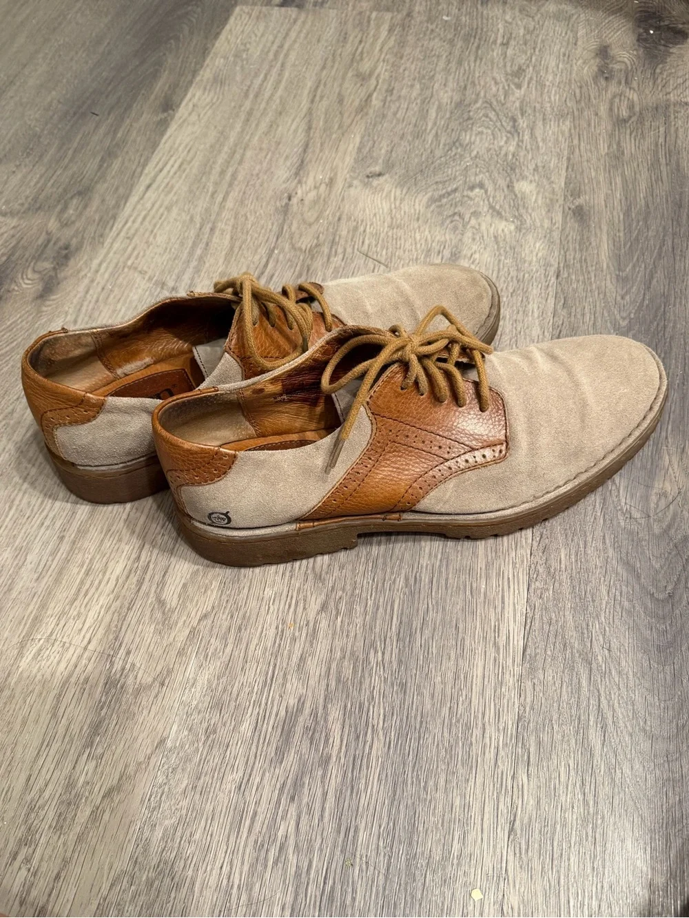 Born Men’s 10 EU 44 Tan Suede Leather Oxford Derby Lace Up Shoes Brown